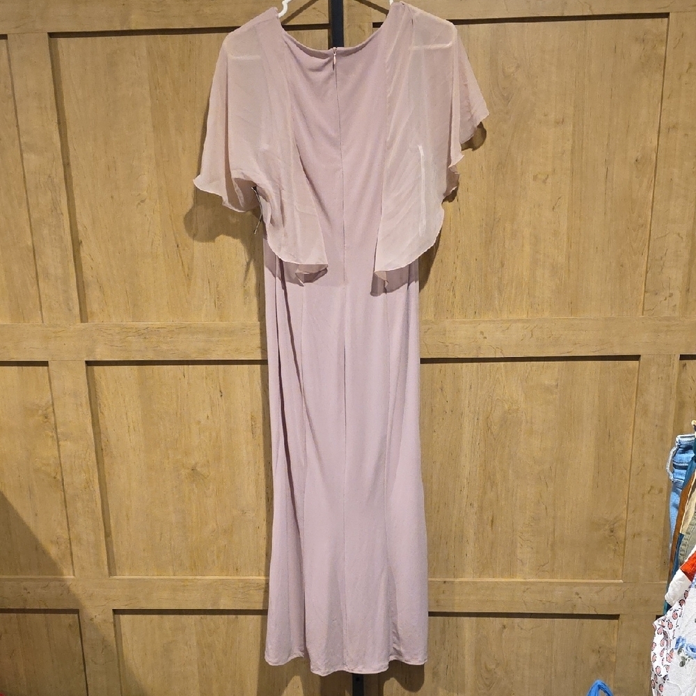 (J57) Alexa B Nites Maxi Dress with Flutter Sleeves Sz 8P Rose Blush Color - Picture 5 of 6